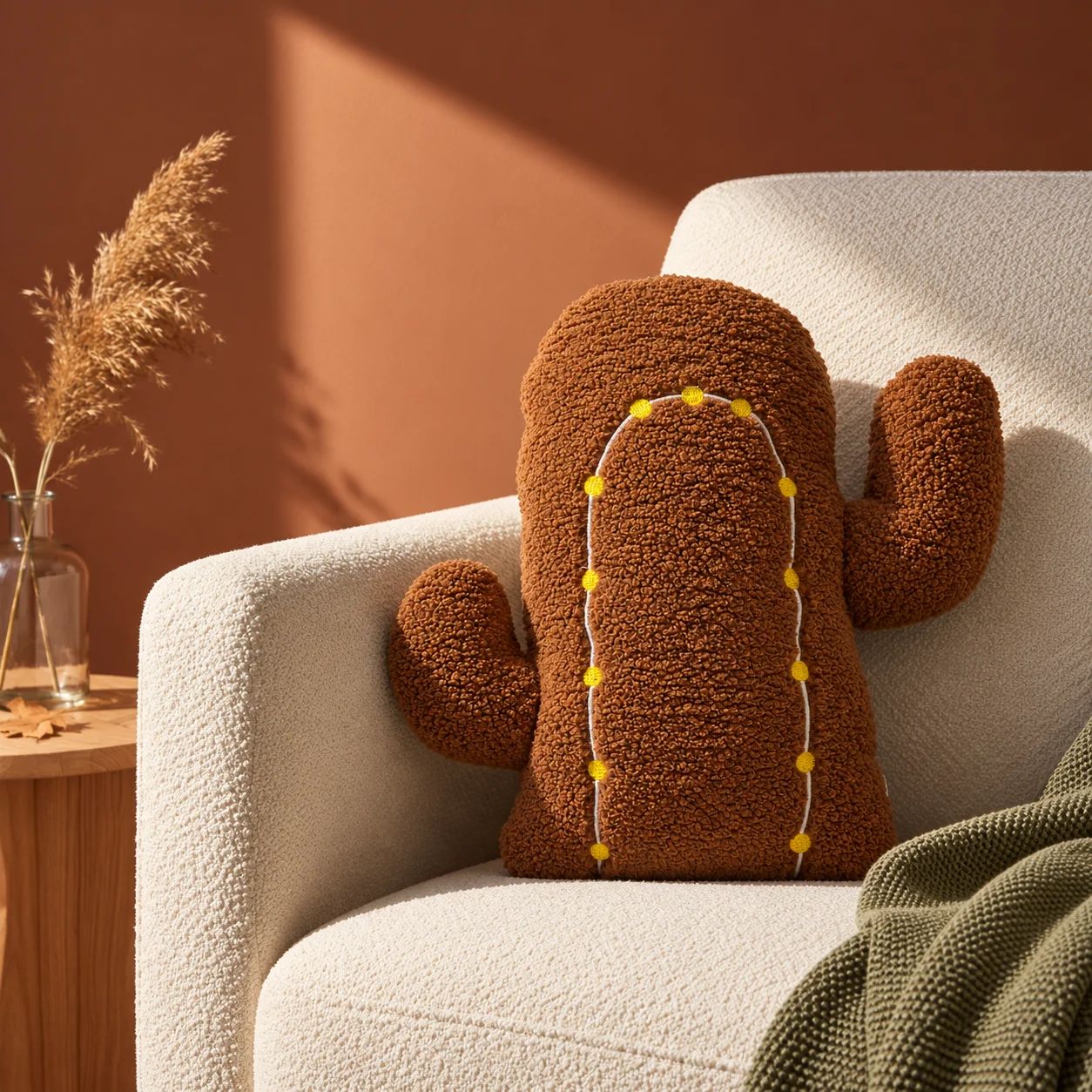 Cactus Cushion – Soft Sherpa Velboa Decorative Cushion - Image 1
