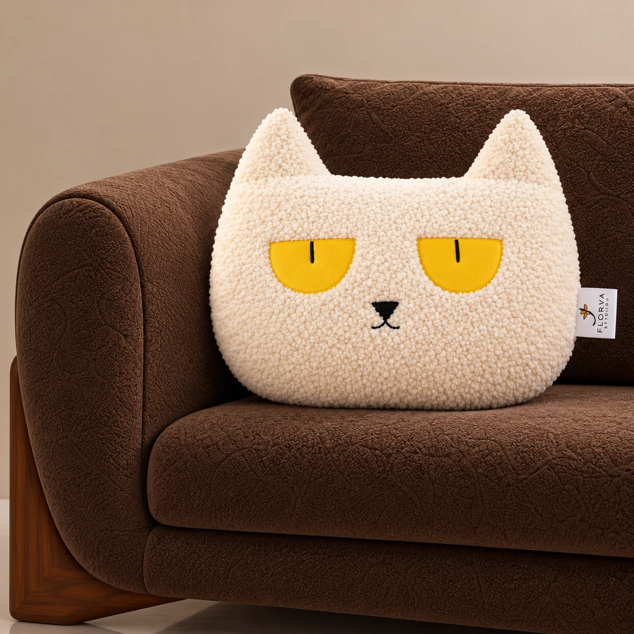 White Cat Cushion – Soft Plush Decorative Pillow - Image 6