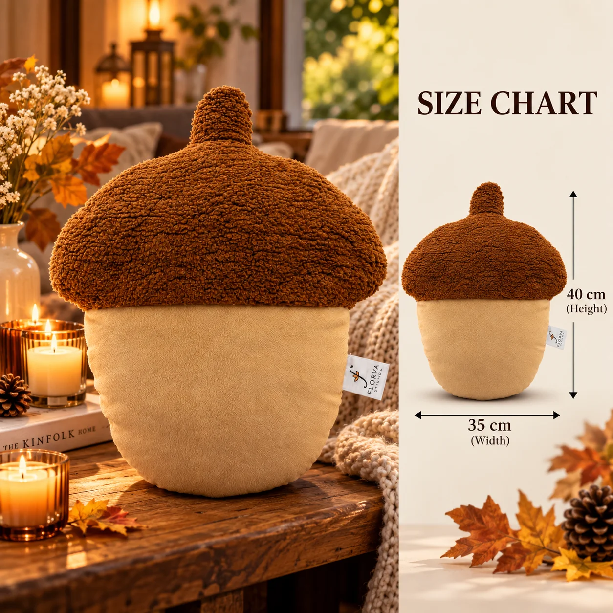 Corn Cushion – Soft Sherpa & Velboa Decorative Pillow (Dark Brown) - Image 1