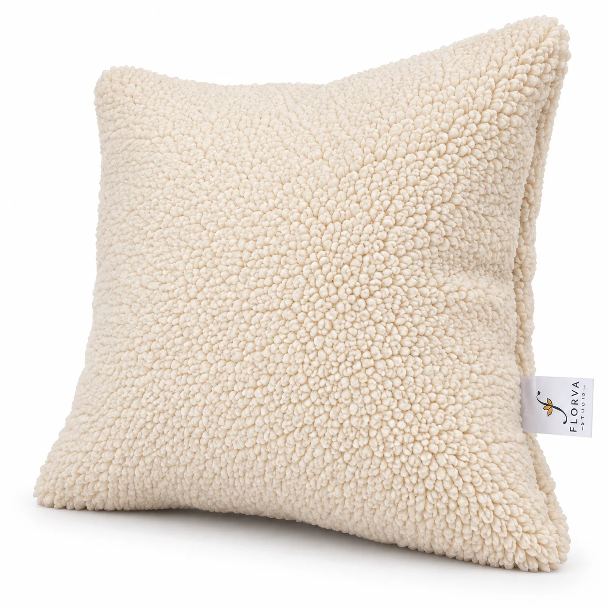 Square Plush Cushion – Soft Decorative Pillow (Cream) - Image 2
