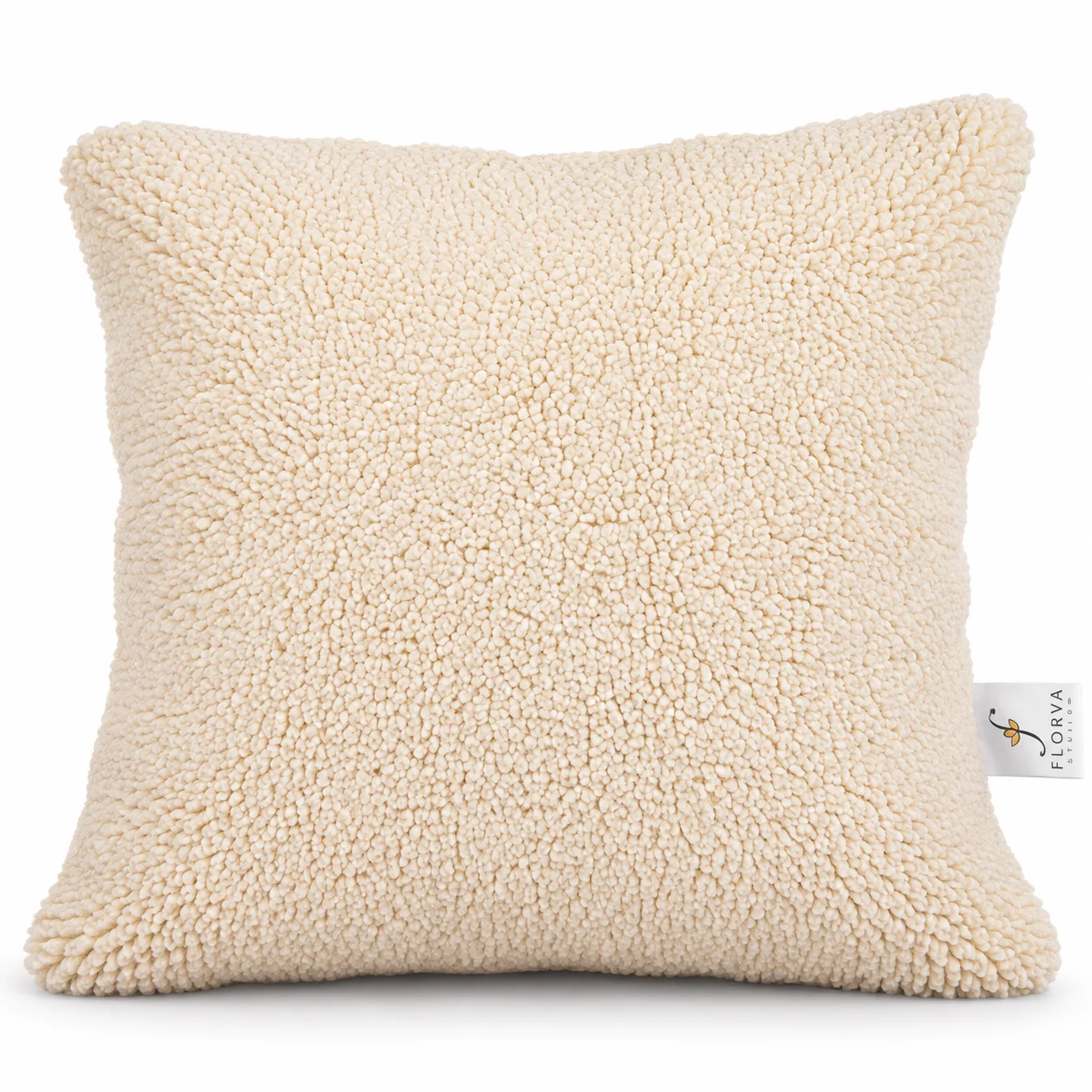 Square Plush Cushion – Soft Decorative Pillow (Cream) - Image 5