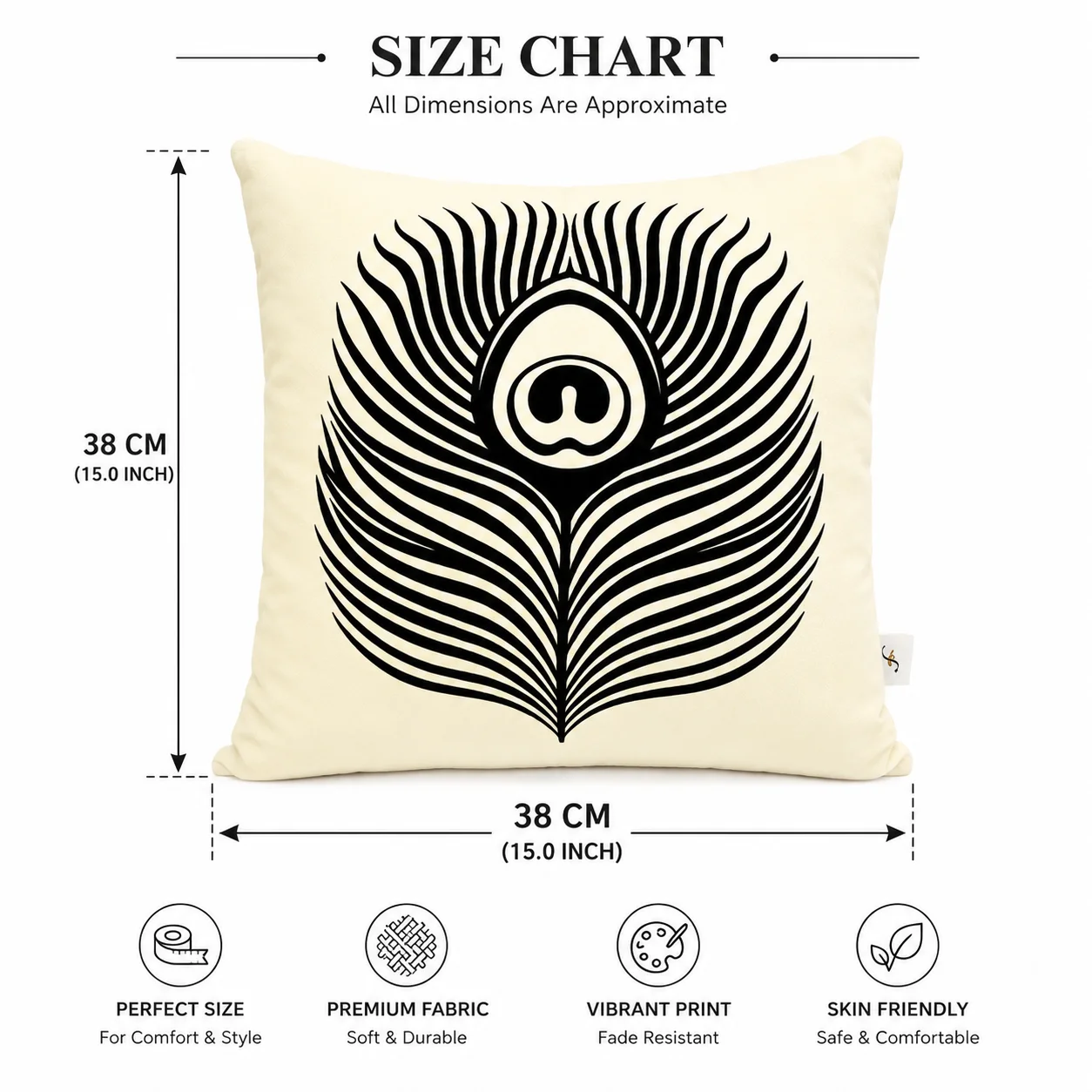 Peacock Feather Print Velboa Cushion - Multicolor - Image 2