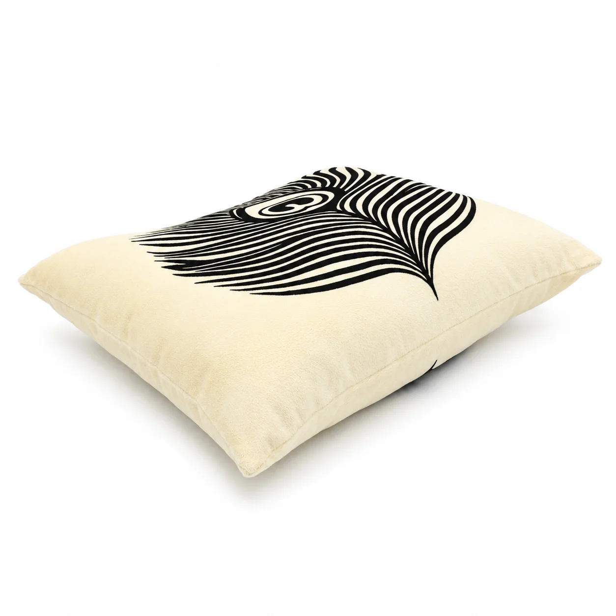 Peacock Feather Print Velboa Cushion - Multicolor - Image 5