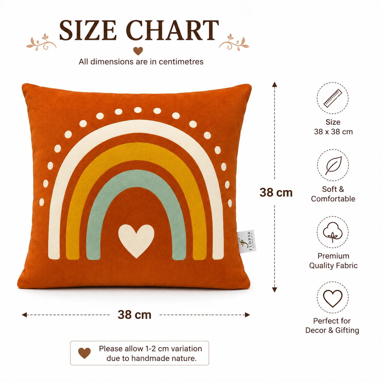Rainbow Heart Print Cushion – Multicolor - Image 3