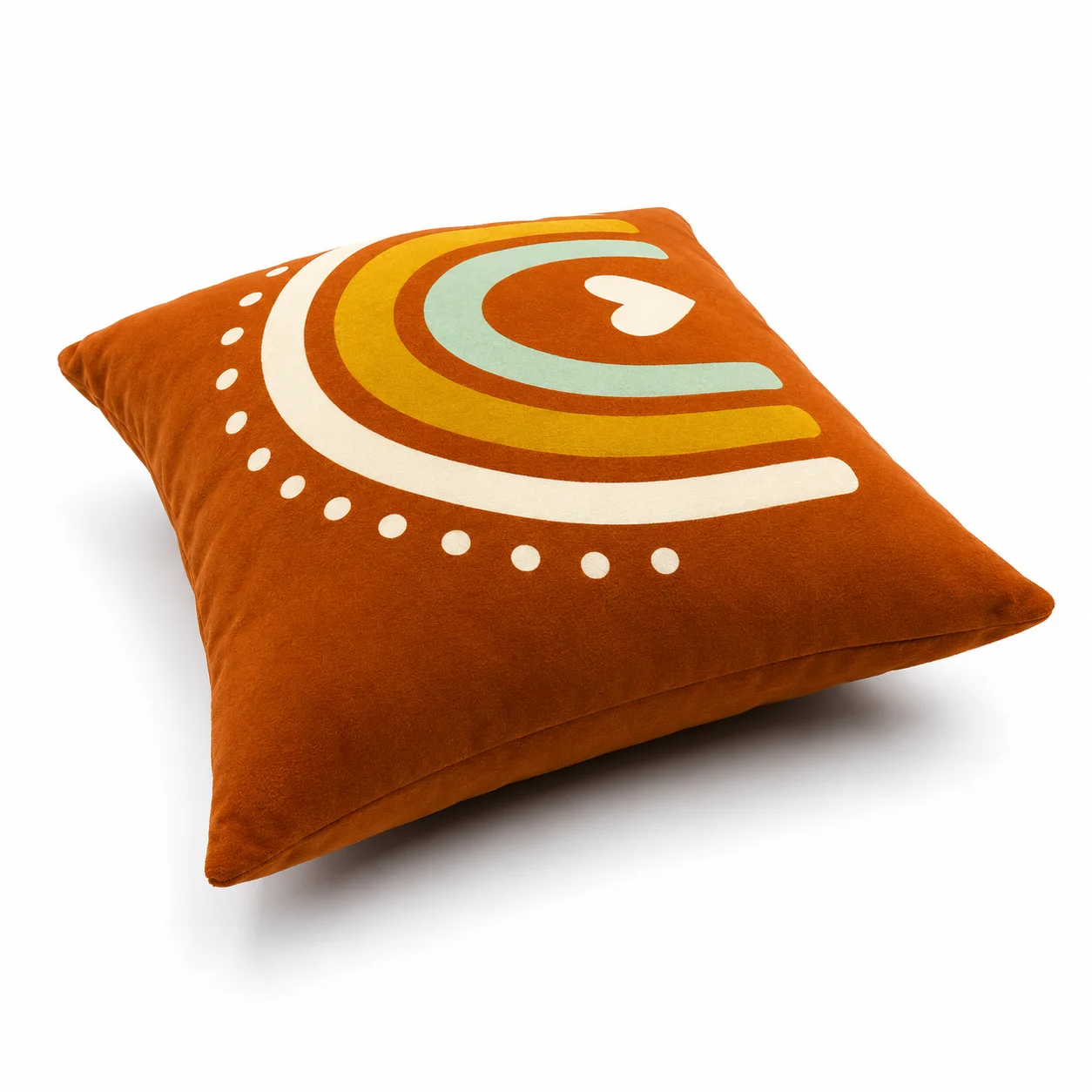 Rainbow Heart Print Cushion – Multicolor - Image 4