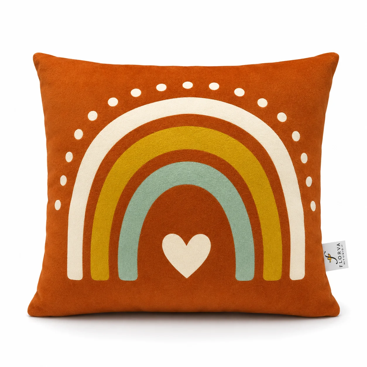 Rainbow Heart Print Cushion – Multicolor - Image 6