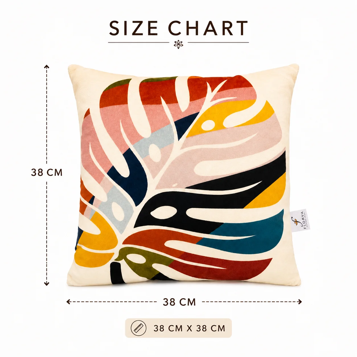 Abstract Botanical Print Cushion – Multicolor - Image 2