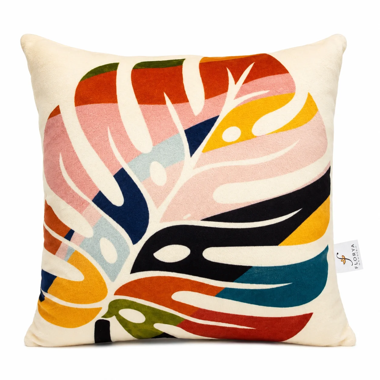 Abstract Botanical Print Cushion – Multicolor - Image 6