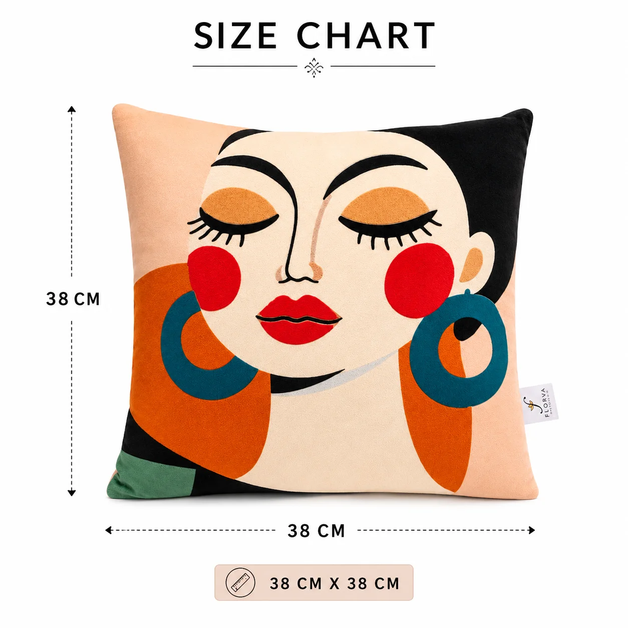 Abstract Woman Illustration Print Cushion – Multicolor - Image 2