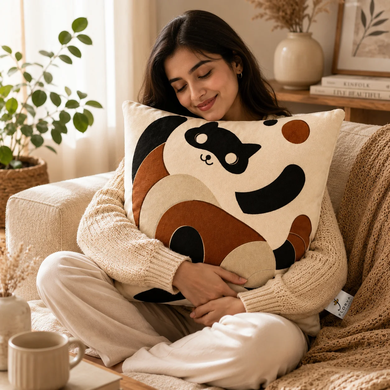 Kids Cartoon Cat Print Cushion – Multicolor - Image 5
