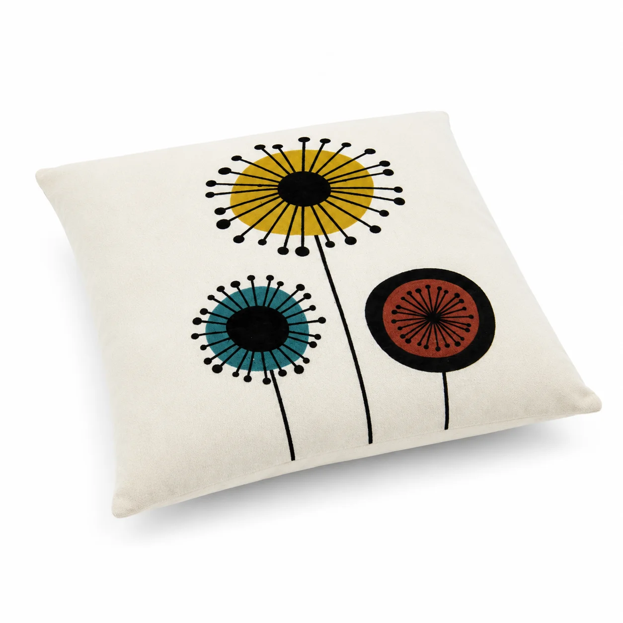 Floral Print Cushion – Ultra-Soft Velboa Fabric Throw Pillow, Multicolor - Image 2