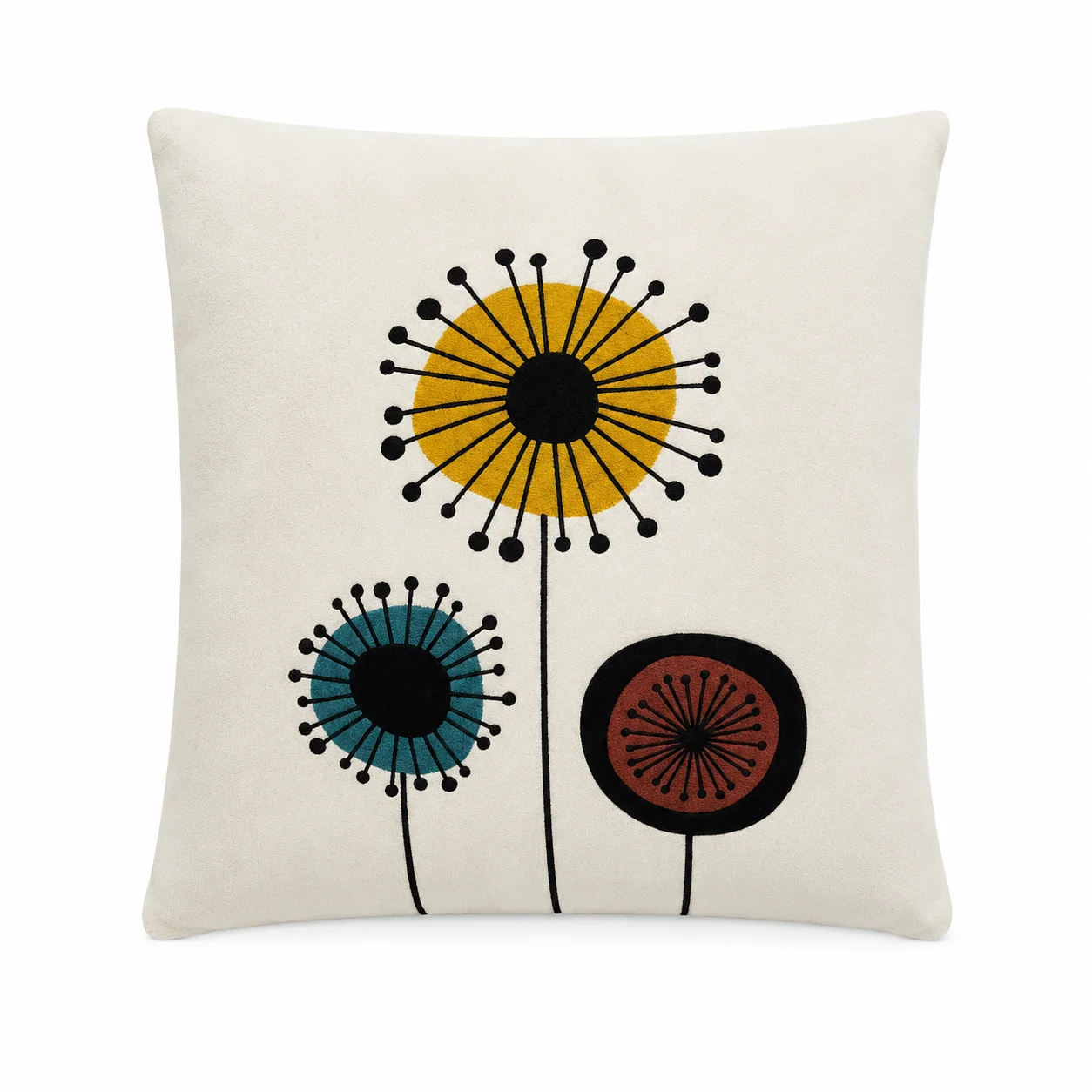 Floral Print Cushion – Ultra-Soft Velboa Fabric Throw Pillow, Multicolor - Image 3