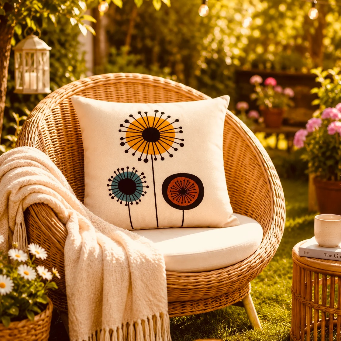 Floral Print Cushion – Ultra-Soft Velboa Fabric Throw Pillow, Multicolor - Image 4