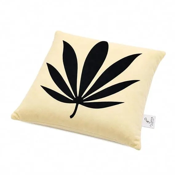 Botanical Leaf Print Cushion – Soft Velboa, Multicolor, 38 × 38 cm - Image 2