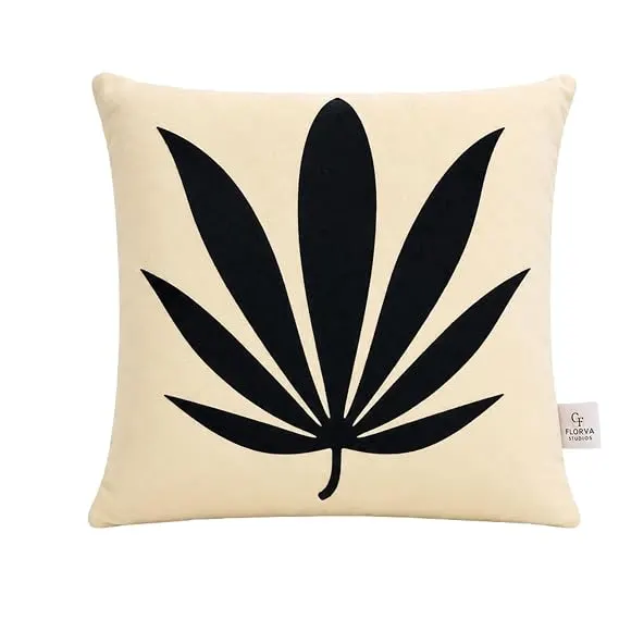 Botanical Leaf Print Cushion – Soft Velboa, Multicolor, 38 × 38 cm - Image 4
