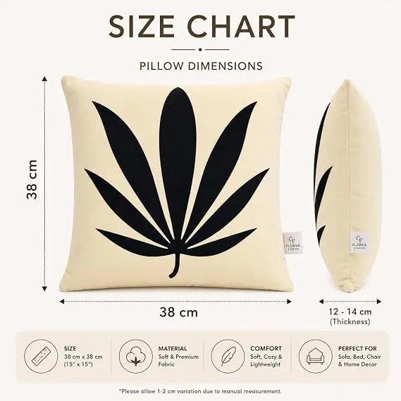 Botanical Leaf Print Cushion – Soft Velboa, Multicolor, 38 × 38 cm - Image 5