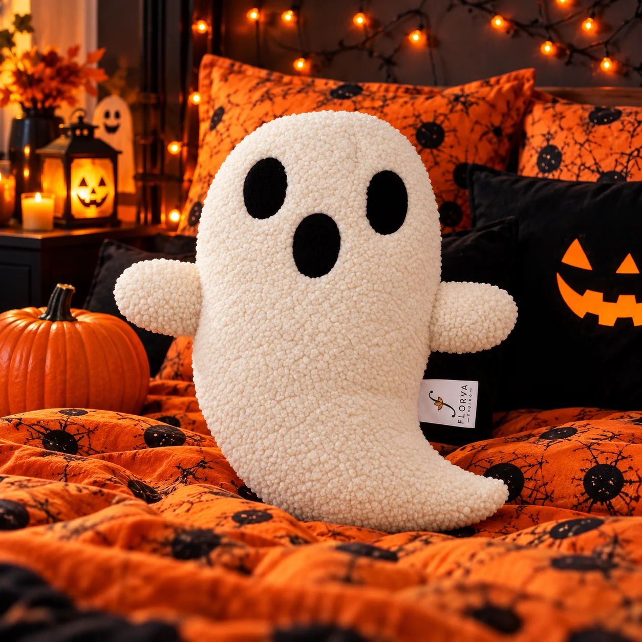 White Ghost Plush Cushion – Halloween Décor, 40 × 30 cm - Image 7