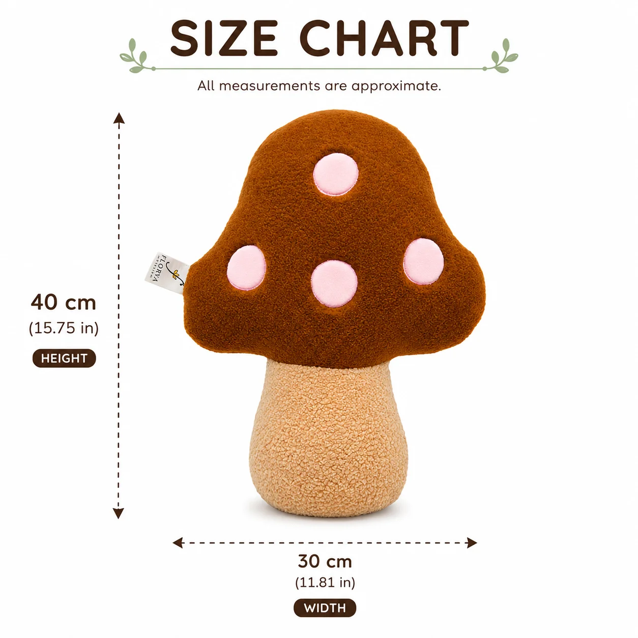 Mushroom Cushion – Soft Sherpa, Brown, 40 × 30 cm - Image 3