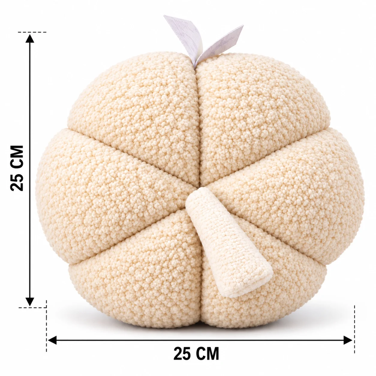 Pumpkin Shaped Sherpa Cushion – Soft Plush Decorative Pillow, 25 × 25 cm - Image 4