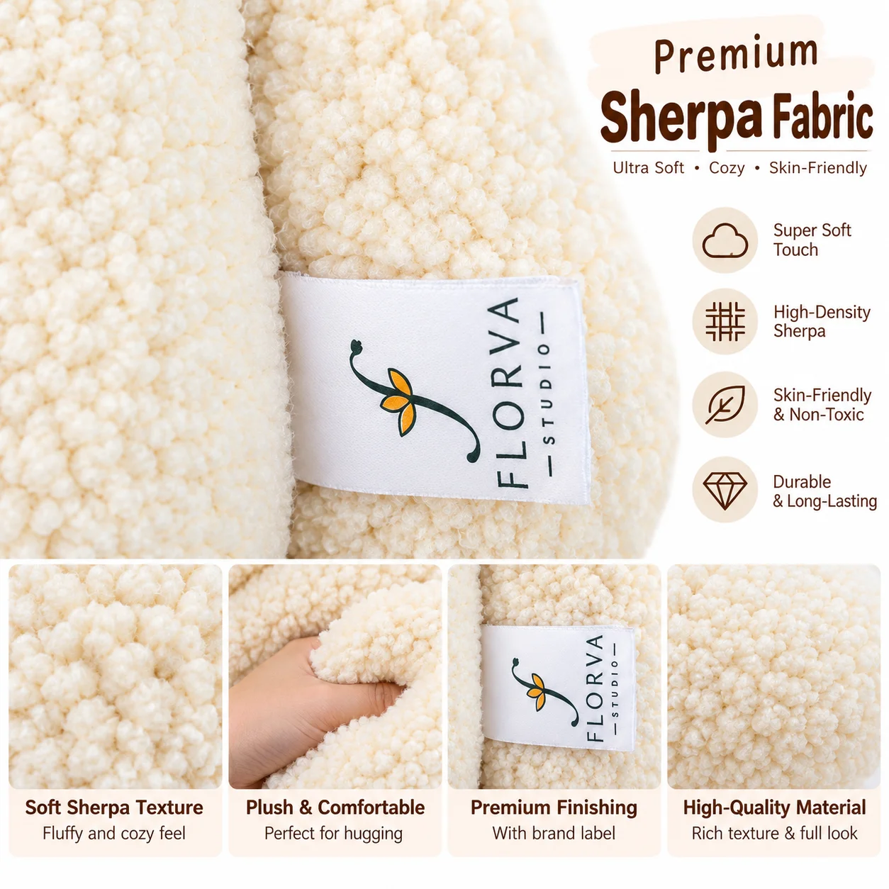 Pumpkin Shaped Sherpa Cushion – Soft Plush Decorative Pillow, 25 × 25 cm - Image 6
