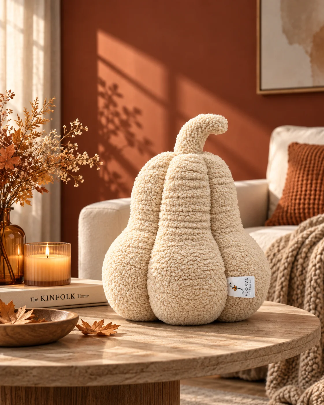 Halloween Pumpkin Cushion – Soft Sherpa & Velboa Decorative Pillow (40 × 25 cm) - Image 9