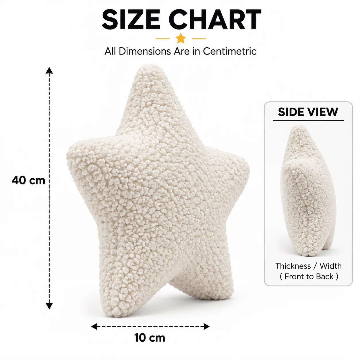 Star Print Cushion – Soft Sherpa Decorative Pillow (40 × 10 cm) - Image 2