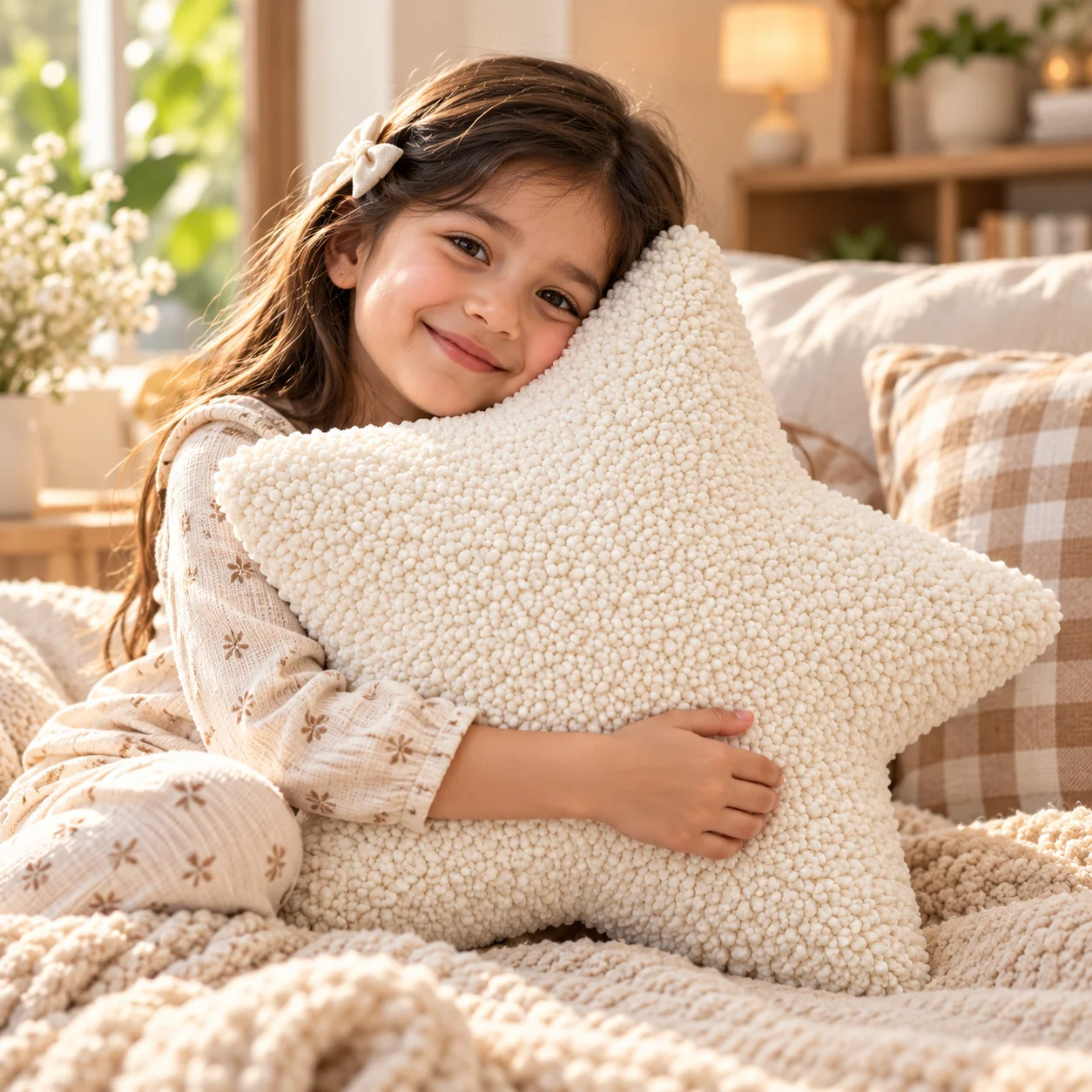 Star Print Cushion – Soft Sherpa Decorative Pillow (40 × 10 cm) - Image 3