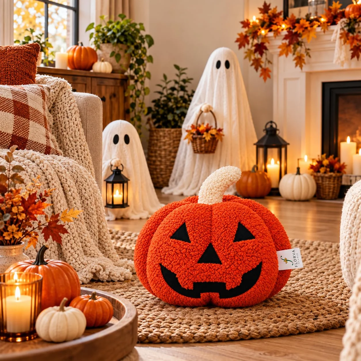 Pumpkin Cushion – Soft Plush Halloween Decorative Pillow (25 × 25 cm) - Image 1