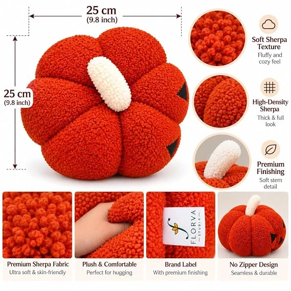 Pumpkin Cushion – Soft Plush Halloween Decorative Pillow (25 × 25 cm) - Image 5