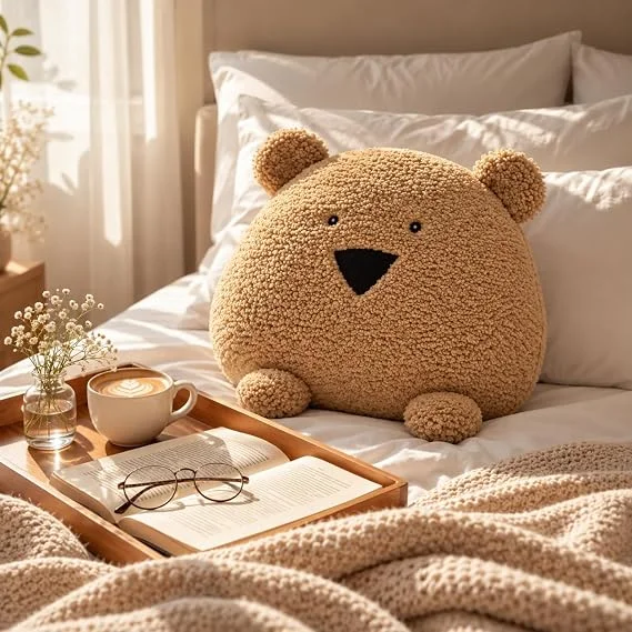 Bear Shaped Cushion – Soft Sherpa & Velboa Decorative Pillow (30 × 35 cm) - Image 7