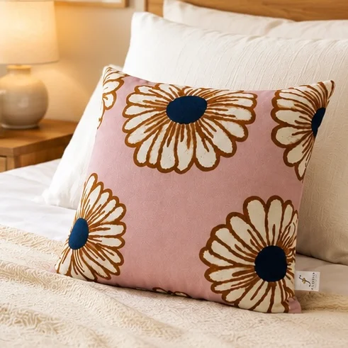 Leaf Print Cushion – Soft Printed Decorative Pillow (40 × 40 cm) - Image 2