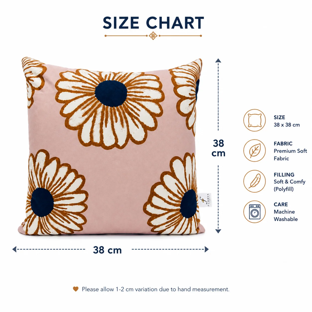 Leaf Print Cushion – Soft Printed Decorative Pillow (40 × 40 cm) - Image 6