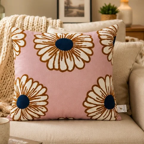 Leaf Print Cushion – Soft Printed Decorative Pillow (40 × 40 cm) - Image 1