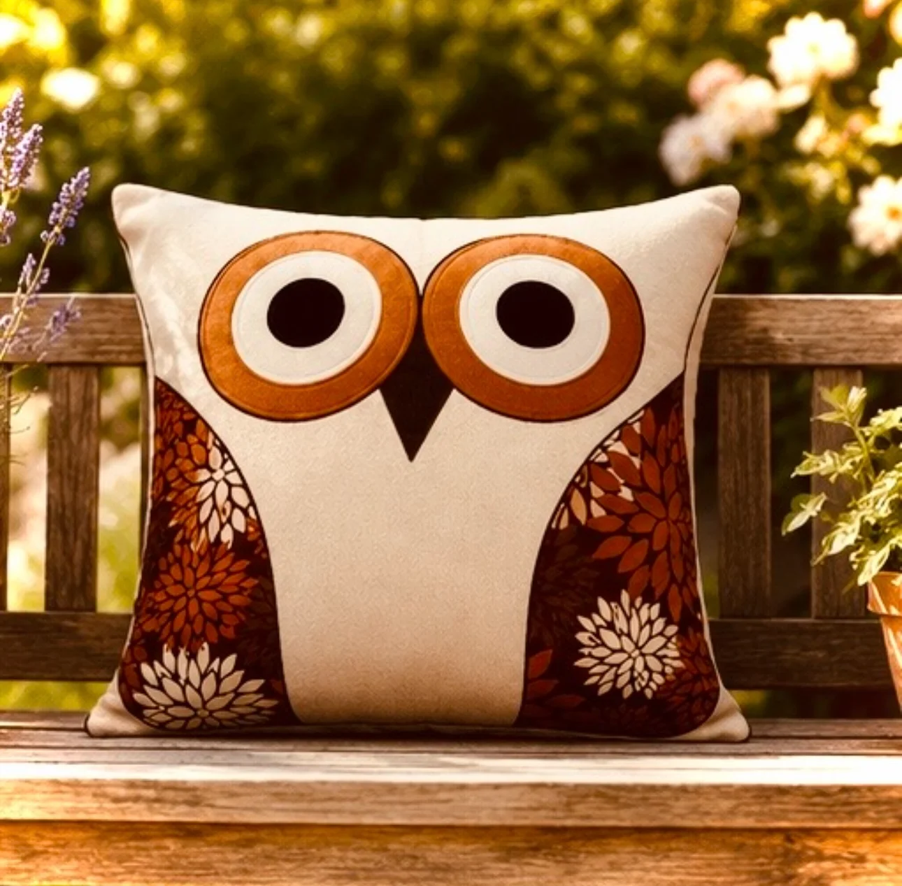 Bird Print Cushion – Cotton Decorative Pillow (45 × 45 cm) - Image 1