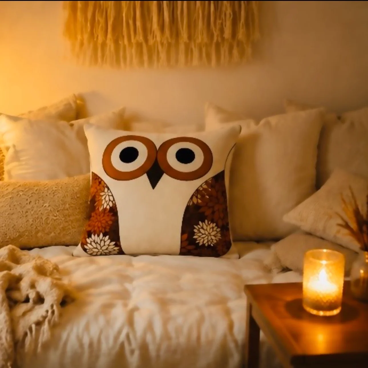 Bird Print Cushion – Cotton Decorative Pillow (45 × 45 cm) - Image 5