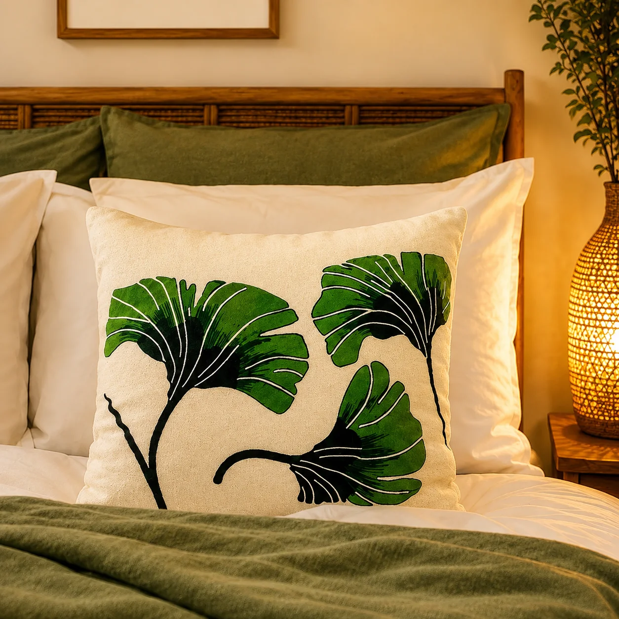 Tree Print Cushion – Cotton Decorative Pillows (38 × 38 cm) - Image 4