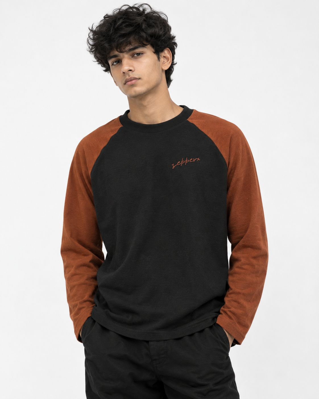 ZEPPERX Raglan Full Sleeves Boxy Fit T shirt 010 - Image 1