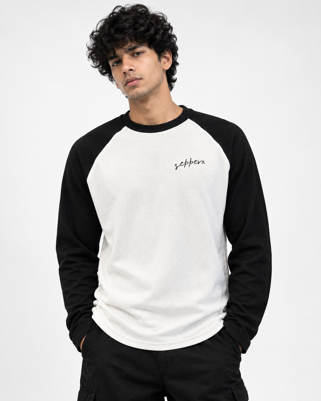 ZEPPERX Raglan Full Sleeves Waffle Boxy Fit 007 - Image 1