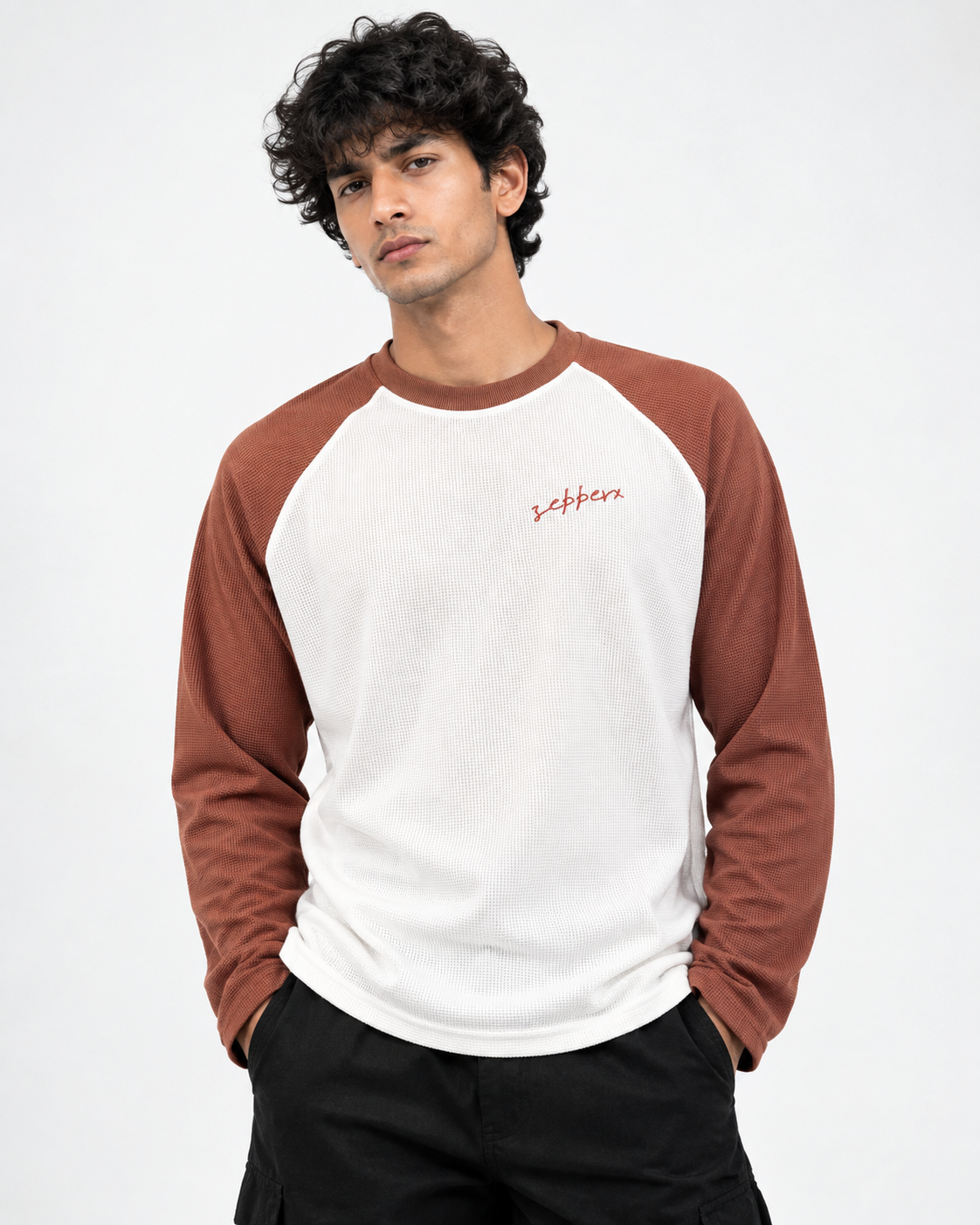 ZEPPERX Raglan Full Sleeves Waffle Boxy Fit 006 - Image 1