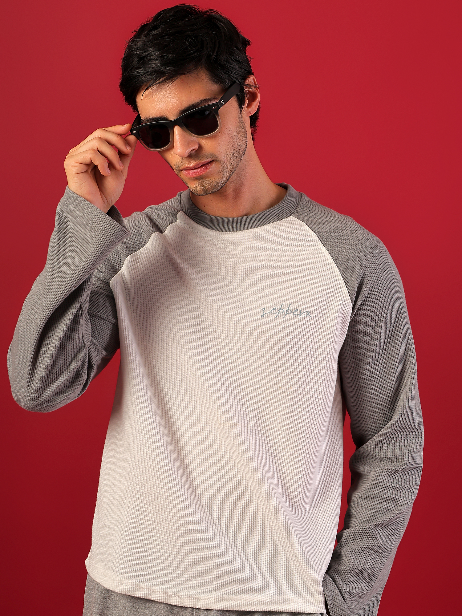 ZEPPERX Waffle Raglan Full Sleeves Boxy Fit 014 - Image 3