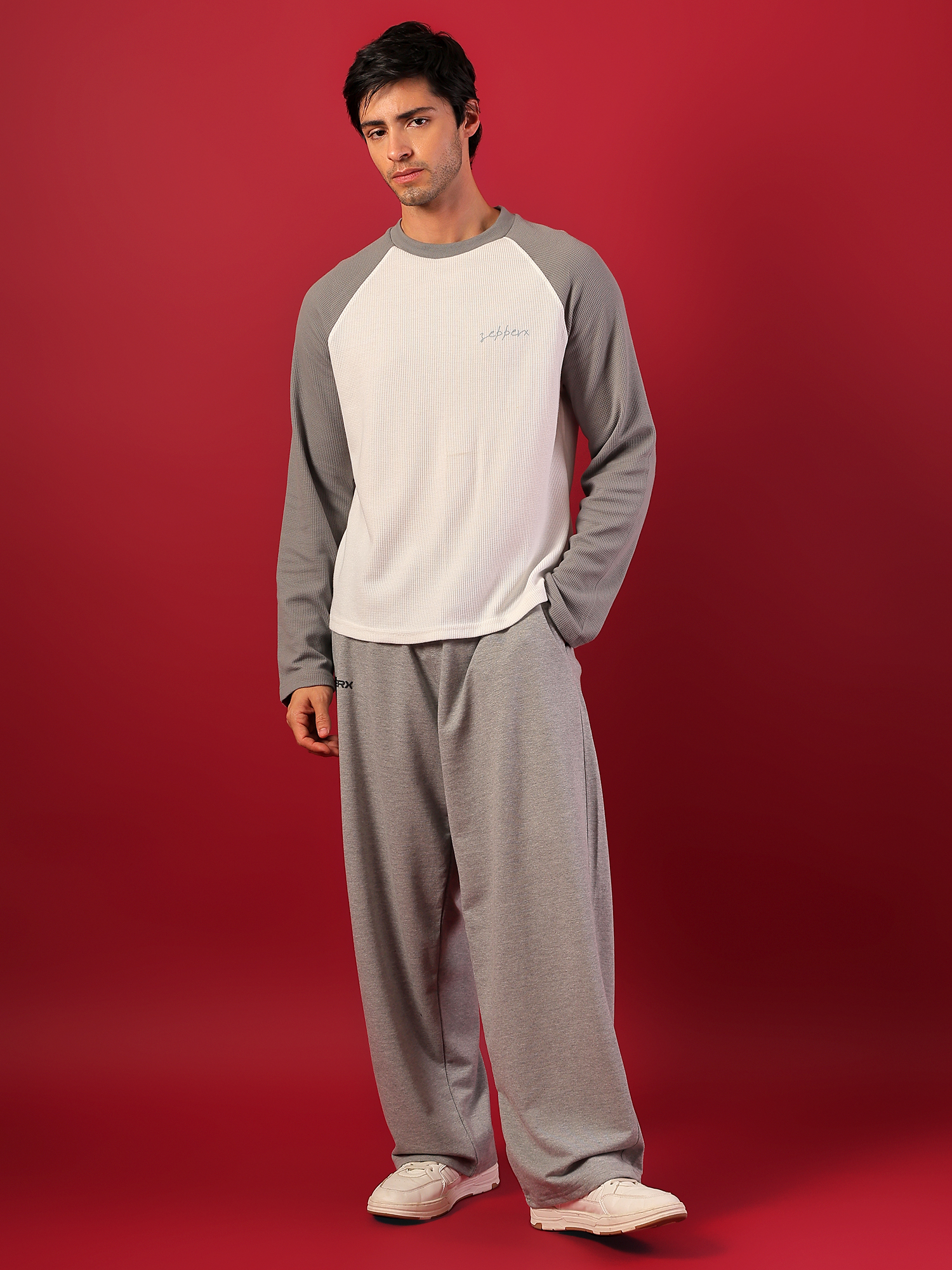 ZEPPERX Waffle Raglan Full Sleeves Boxy Fit 014 - Image 5