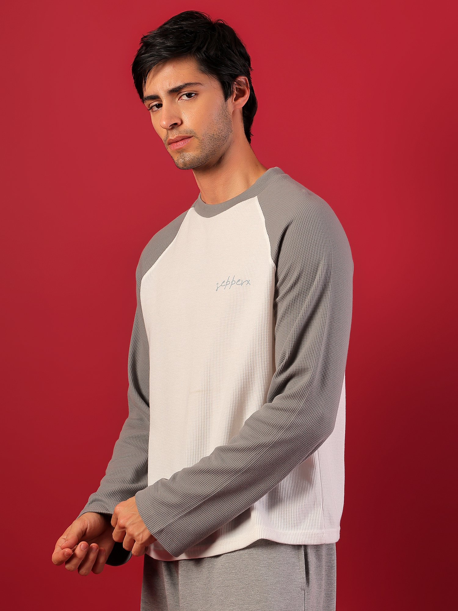 ZEPPERX Waffle Raglan Full Sleeves Boxy Fit 014 - Image 7