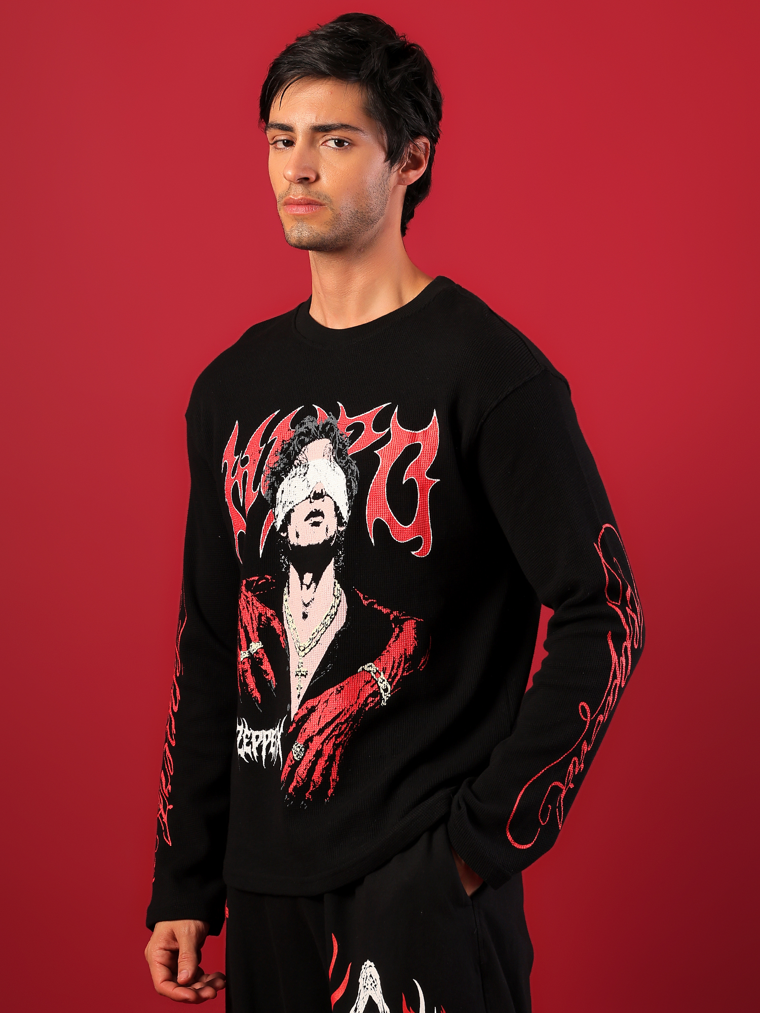 ZEPPERX Waffle Boxy Fit Waffle Full sleeves T-shirt 004 - Image 5