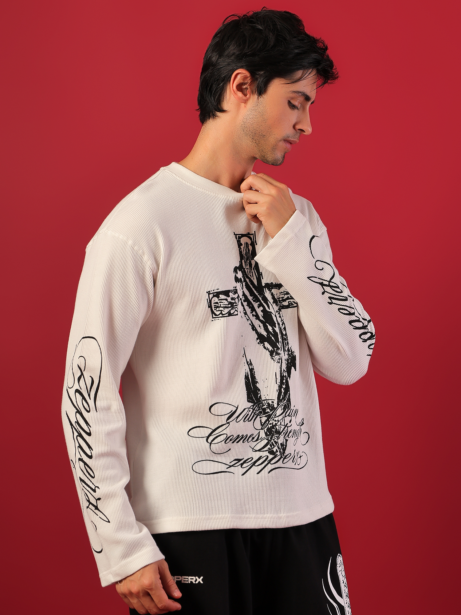 ZEPPERX Waffle Boxy Fit Crossed Faith T-shirt 001 - Image 5