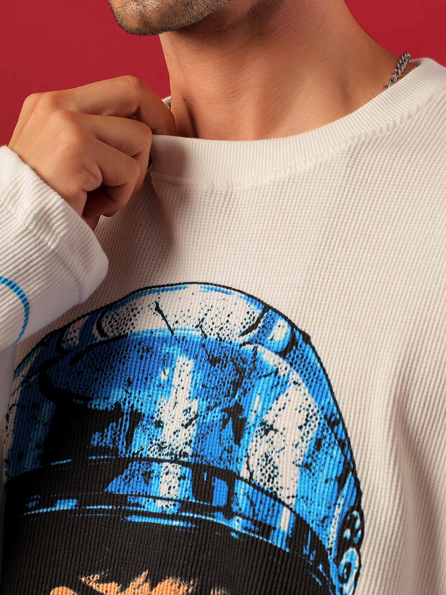 ZEPPERX Waffle Boxy Fit Waffle Full sleeves T-shirt 003 - Image 6