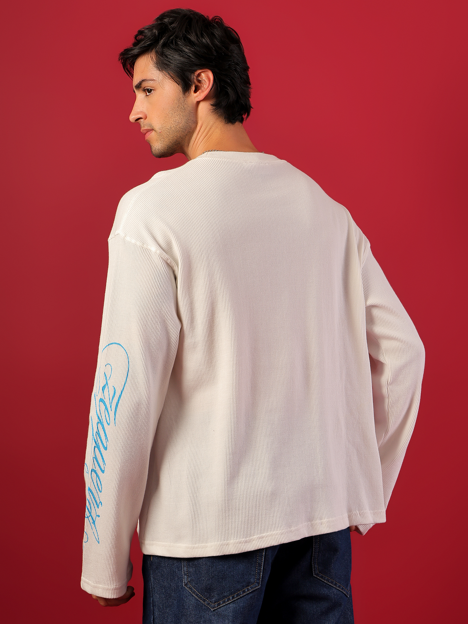 ZEPPERX Waffle Boxy Fit Waffle Full sleeves T-shirt 003 - Image 9