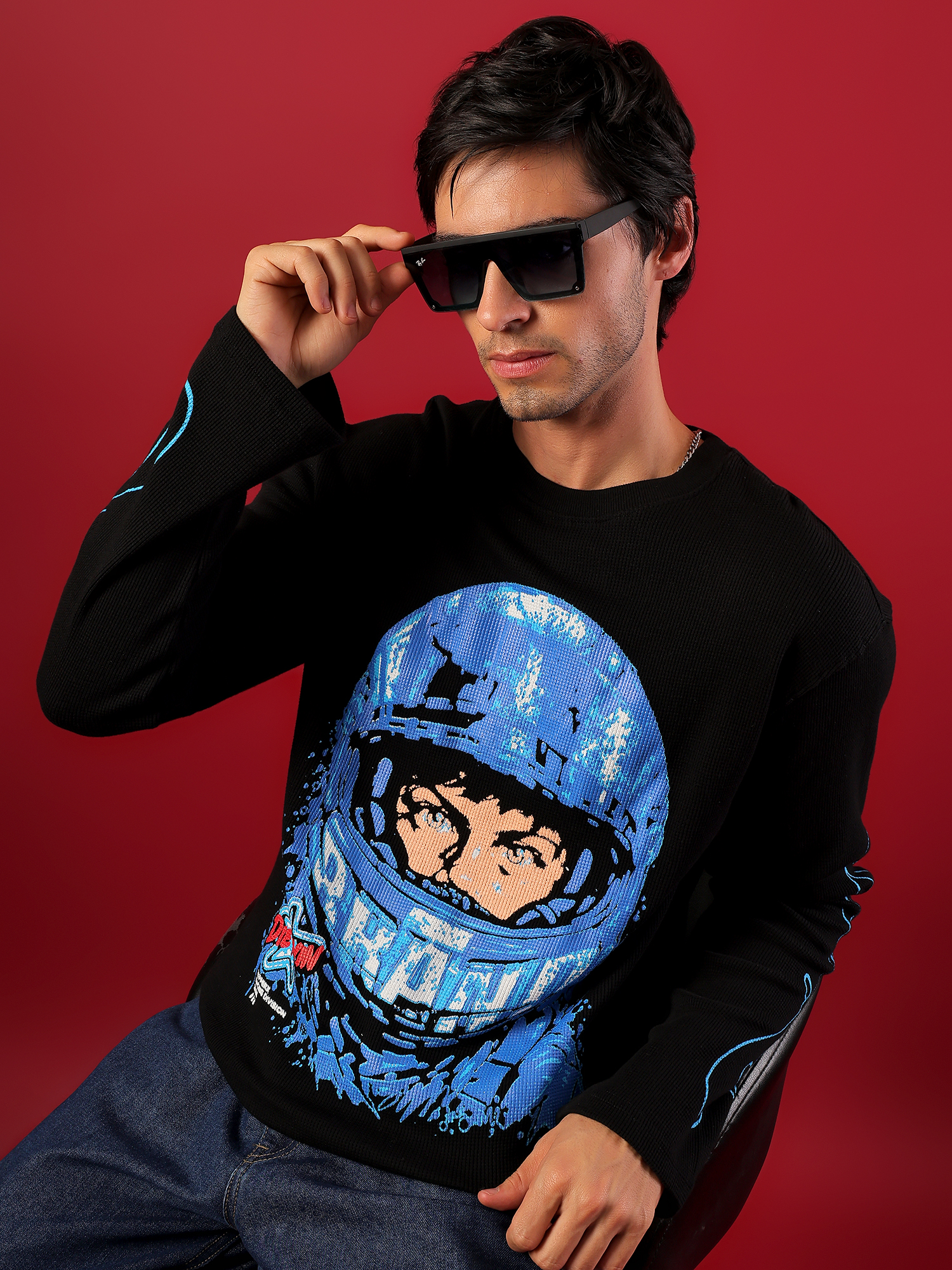 ZEPPERX Boxy Fit Waffle Full sleeves T-shirt 002 - Image 2
