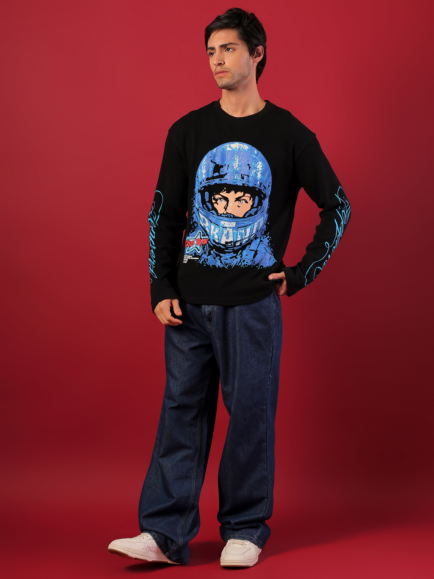 ZEPPERX Boxy Fit Waffle Full sleeves T-shirt 002 - Image 3