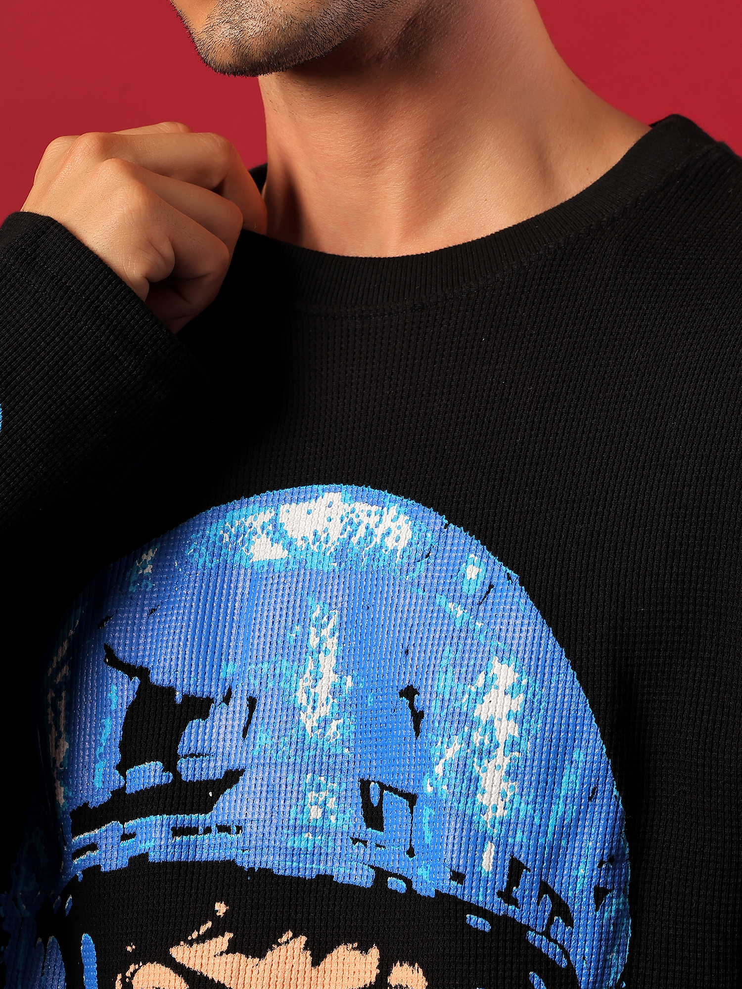ZEPPERX Boxy Fit Waffle Full sleeves T-shirt 002 - Image 6