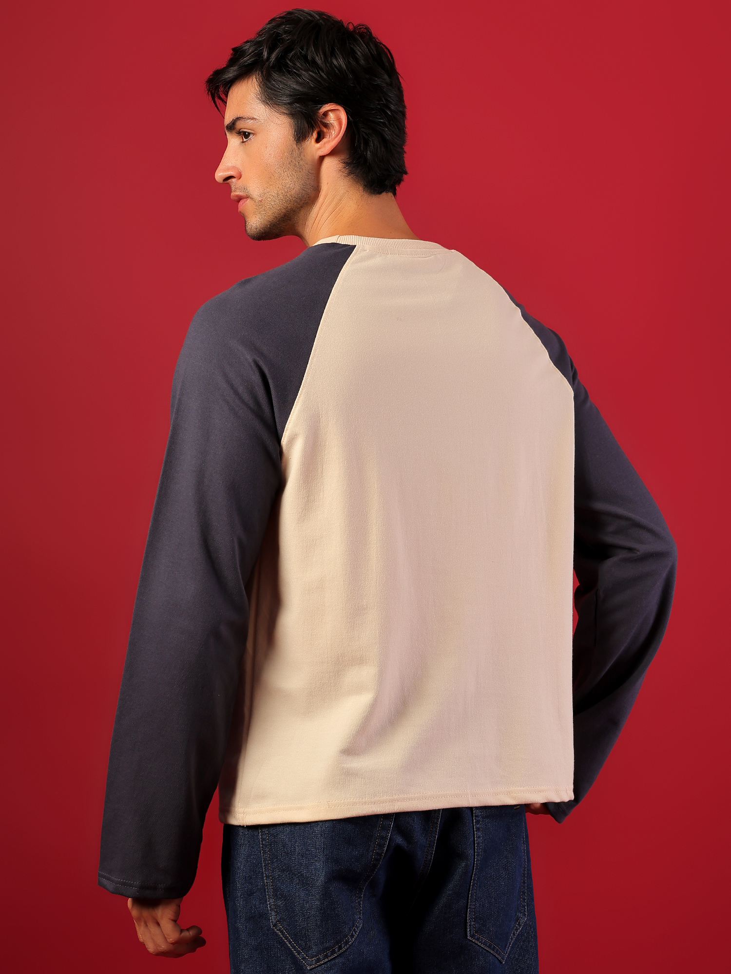 ZEPPERX Raglan Full Sleeves Boxy Fit T-Shirt  018 - Image 7